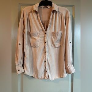 ZARA button down long sleeve light pink